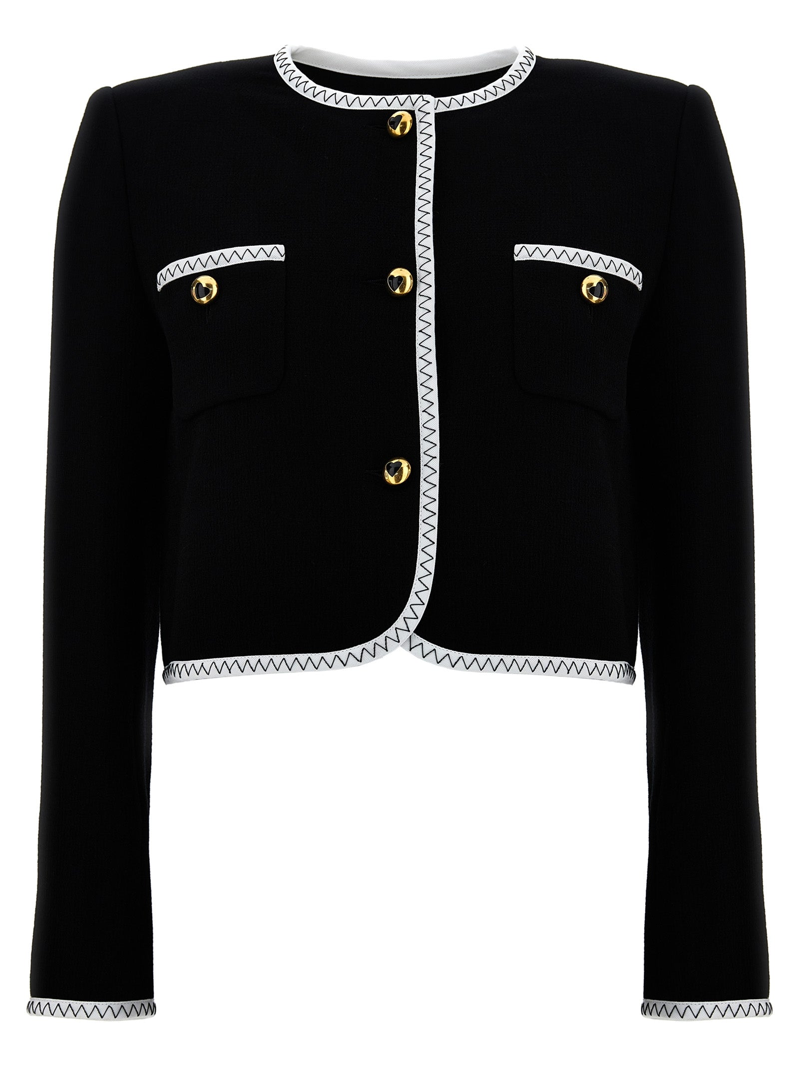 Grosgrain-Trim Viscose Blend Jacket — Black