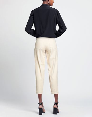 Woman Pants Ivory Size 6 Cotton, Elastane