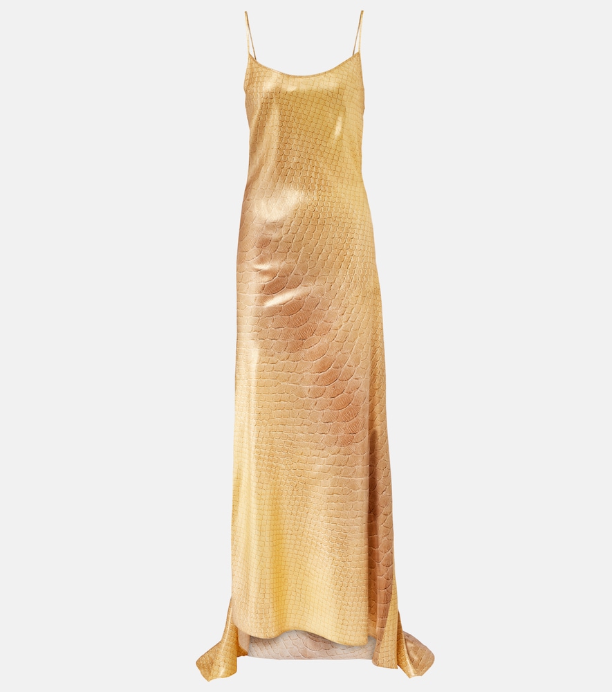 Snake-print silk gown