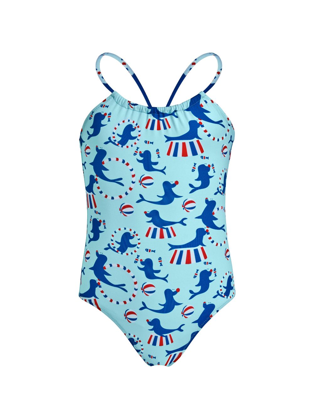 Seal graphic-print swimsuit - Blue
