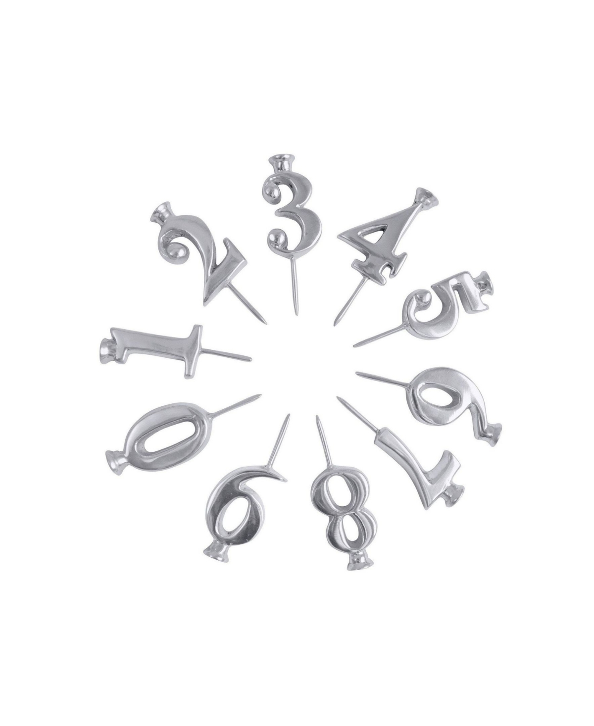 Aluminum 10-Pc. Number Candle Holder Set - Silver