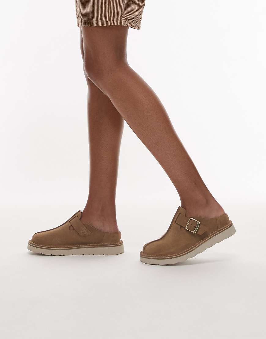 Solsbury mule in dark sand suede-White