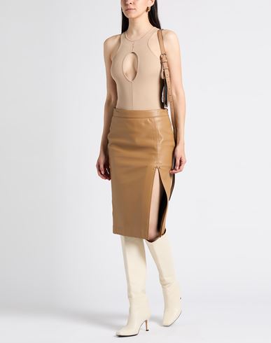 Andreādamo Woman Bodysuit Camel Size M Cotton, Elastane