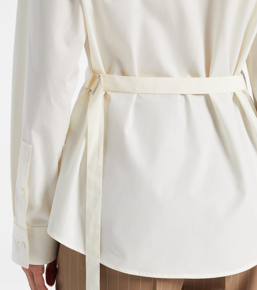 Belted cotton poplin shirt