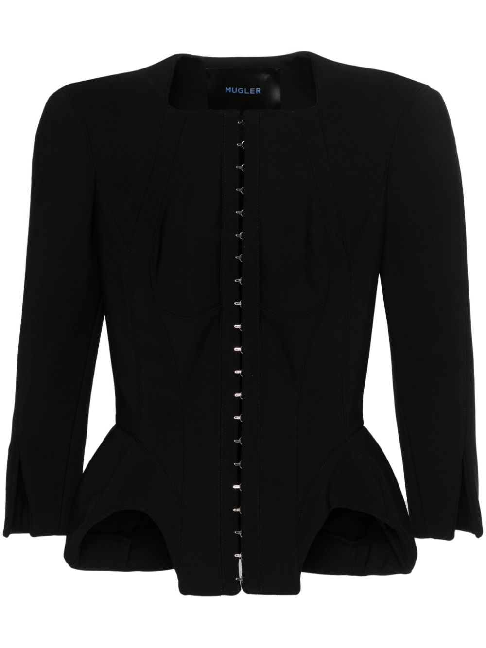 Corset-design cropped jacket - Black