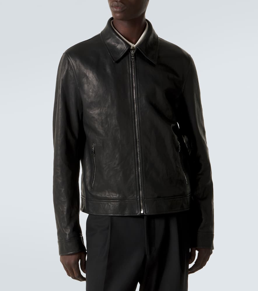 Leather blouson jacket