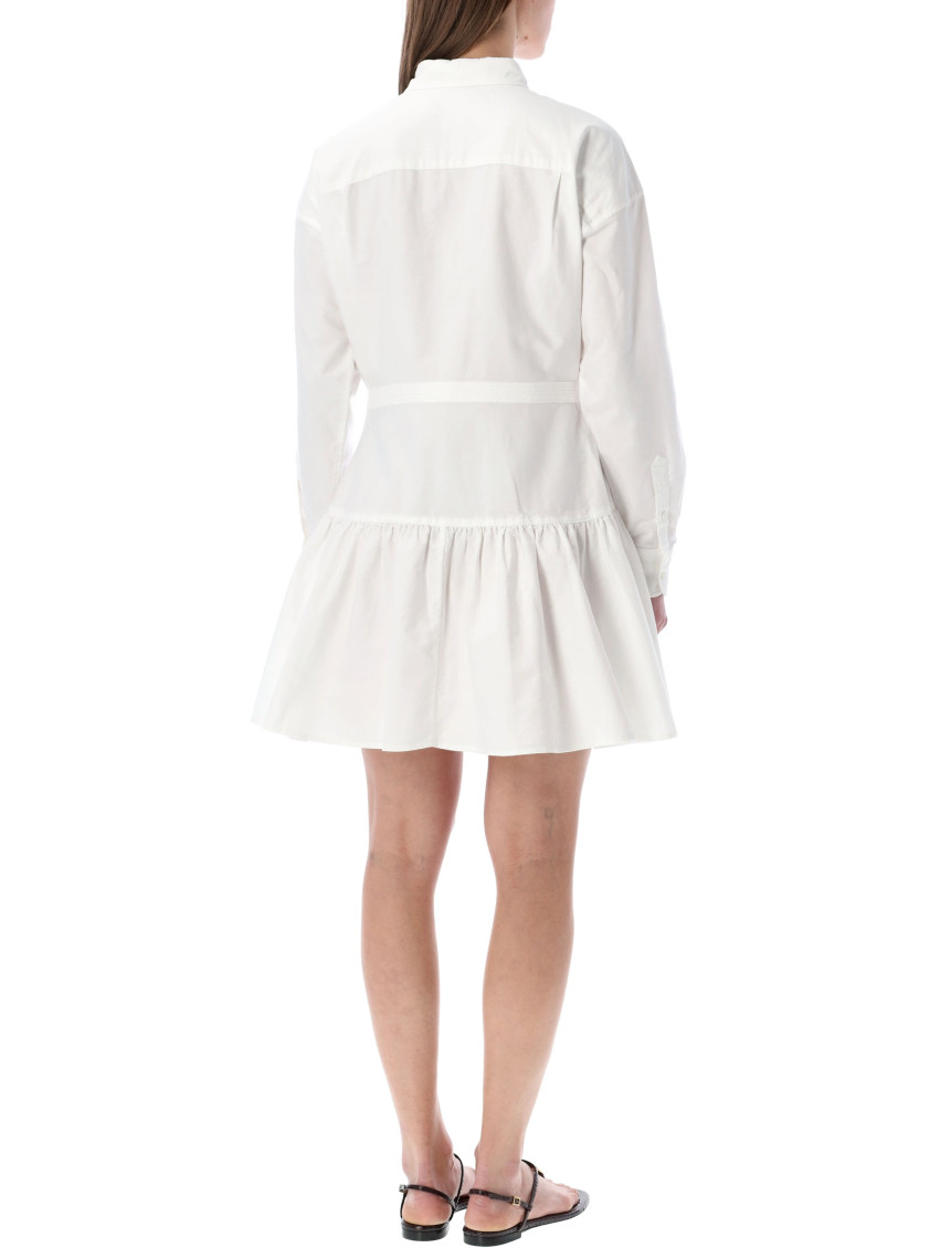 White Logo-embroidered Shirt Dress