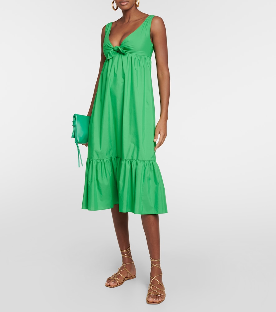 Cotton-blend poplin midi dress