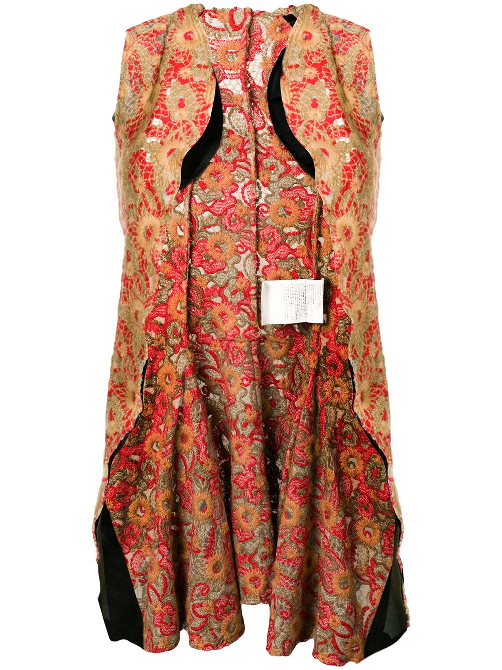 2000s heavy embroidery sleeveless jacket - Neutrals