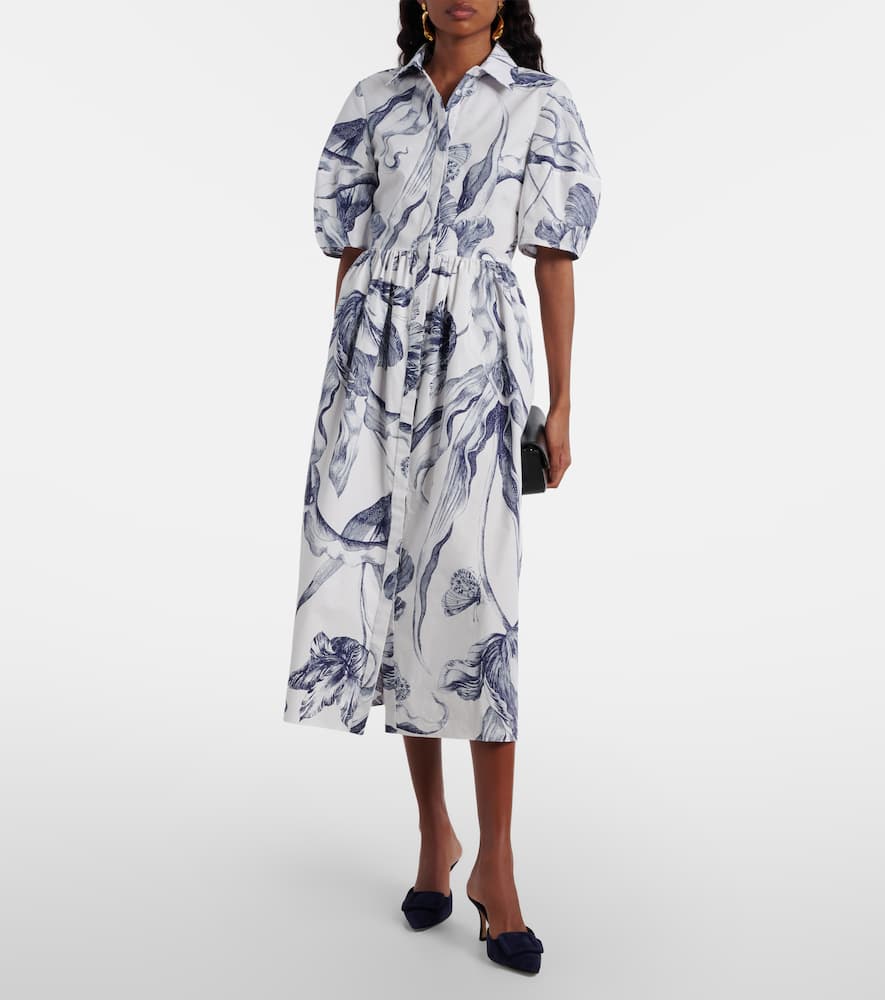 Floral cotton poplin shirt dress