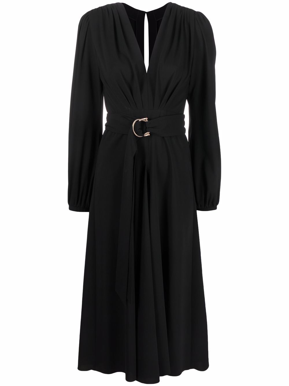 V-neck long-sleeve dress - Black