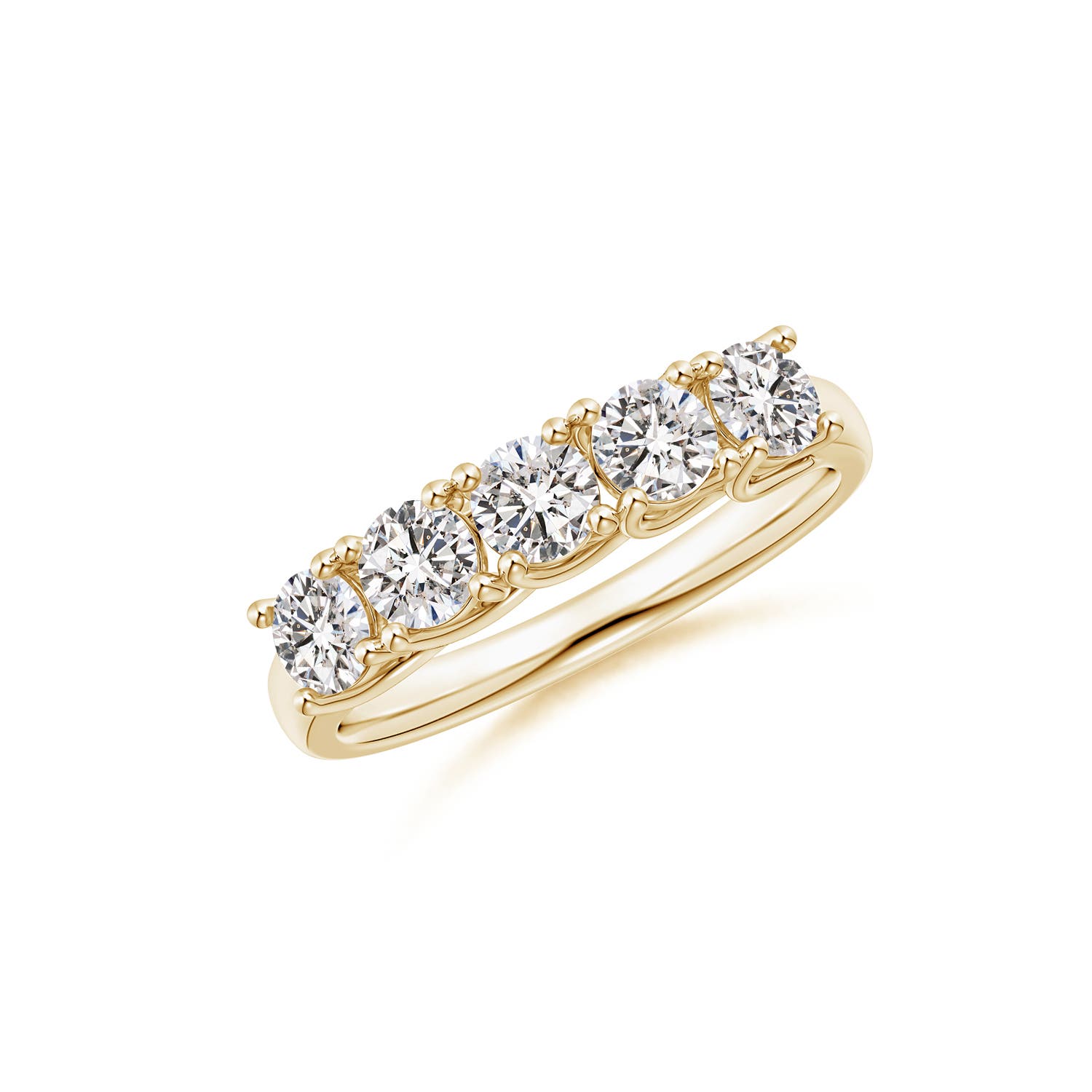 Angara 1.0 Carat Half Eternity Five Stone Diamond Wedding Band in 14K Yellow Gold