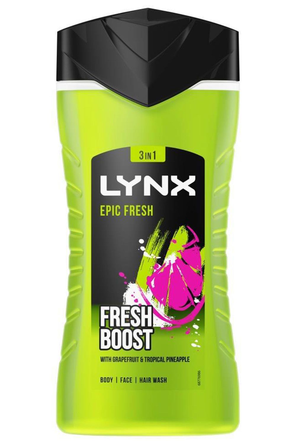 Lynx 3X Shower Gel Epic Fresh 225Ml With Manwasher 2-Sided Shower Tool In Green