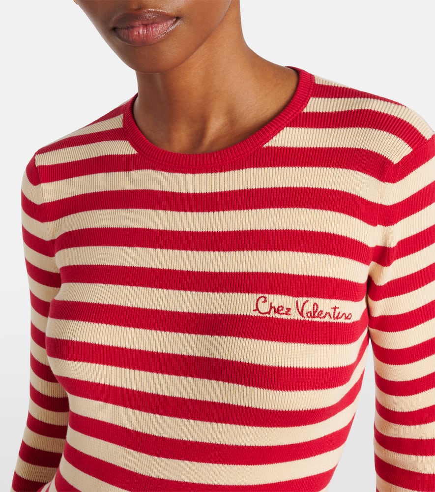 Striped ribbed-knit cotton sweater