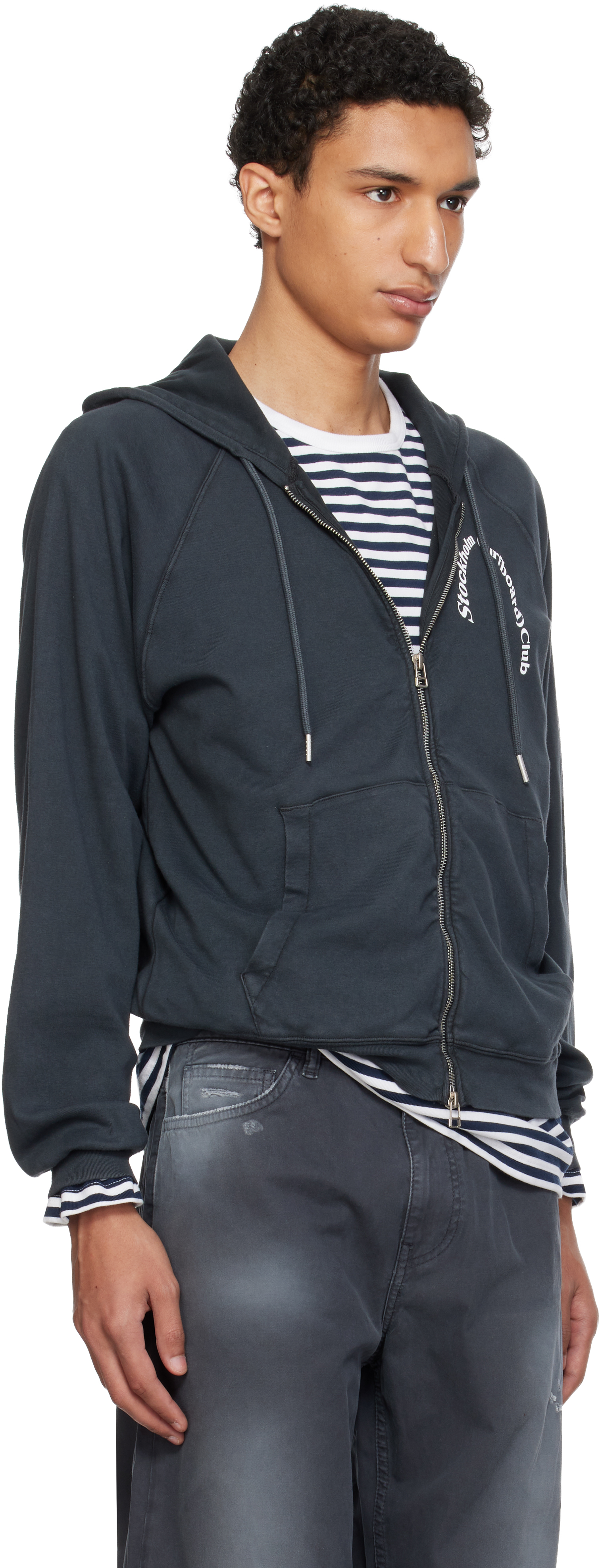 Black Logo Zip Hoodie