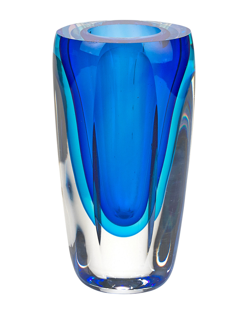 Azure Murano Style Art Glass Vase