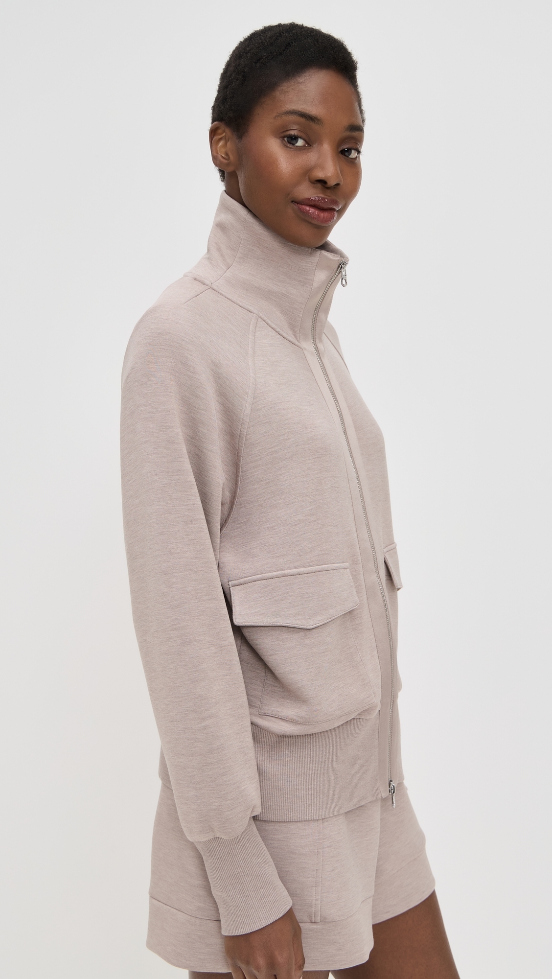 Roxbury Zip Through Sweatshirt Taupe Marl
