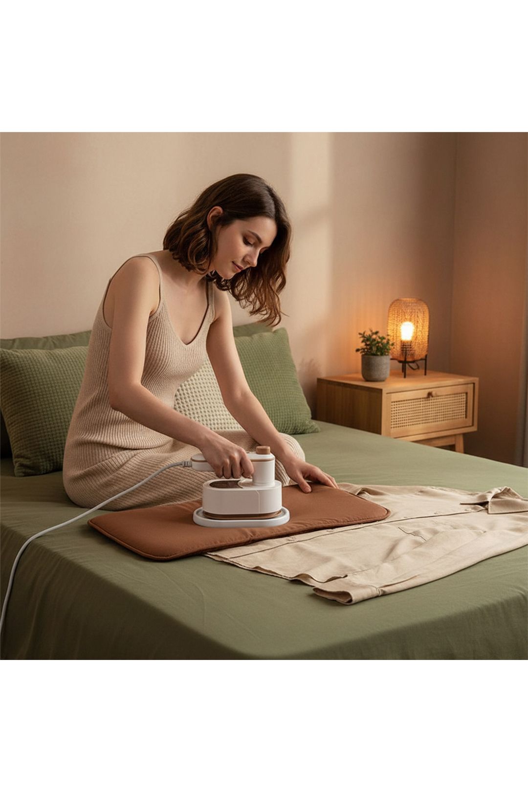 Living And Home Mini Portable Handheld Steam Iron In Beige