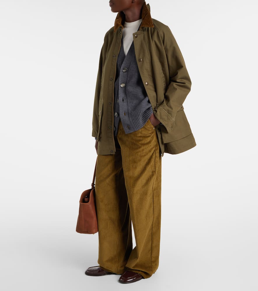 Cotton corduroy wide-leg pants