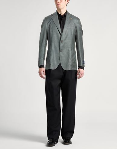 Man Blazer Dark green Size 40 Virgin Wool, Silk, Linen
