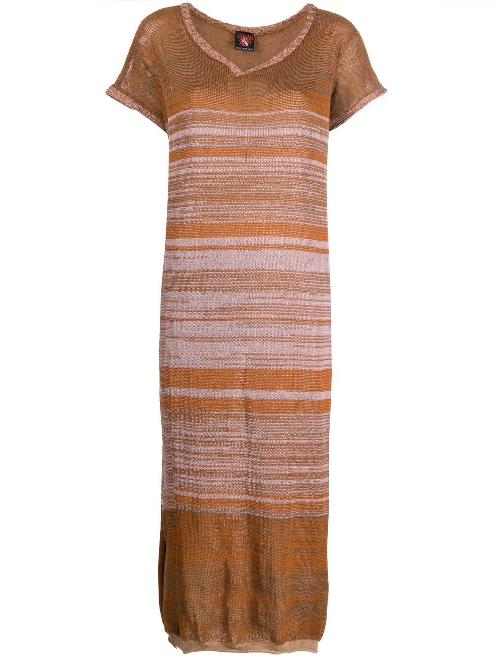 Marl-knit shift dress - Brown