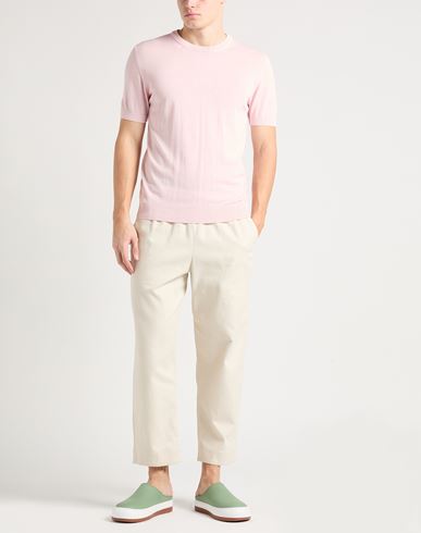 Man Sweater Light pink Size L Cotton