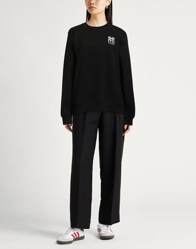Woman Sweatshirt Black Size M Cotton, Polyester