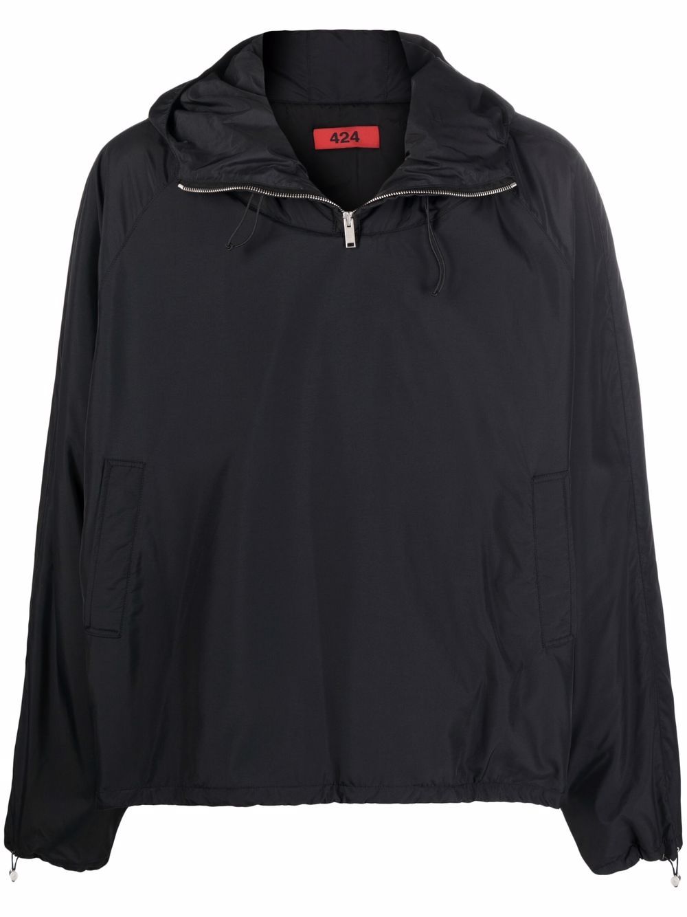 Pullover hooded windbreaker jacket - Black