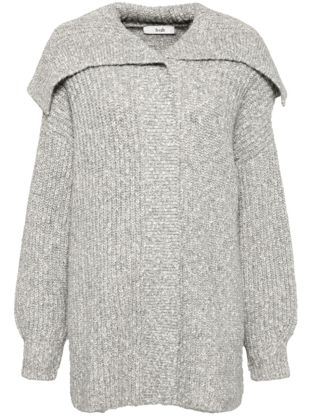 Exaggerated-collar cardigan - Grey