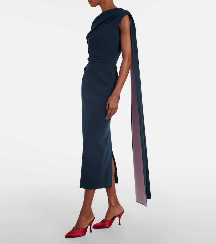 Maite caped off-shoulder midi dress