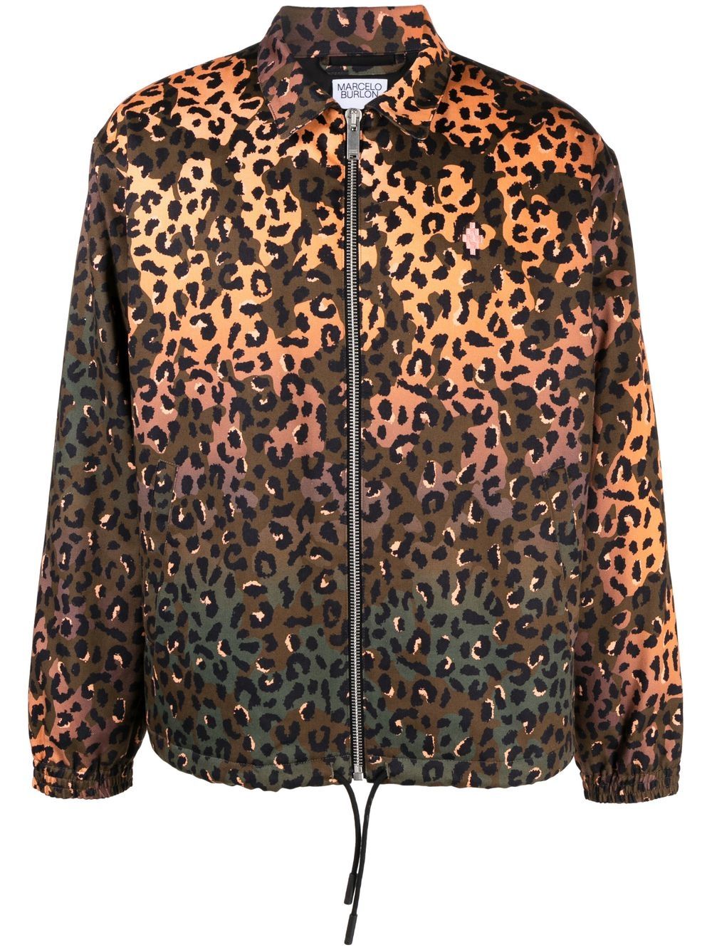 Graphic-print zip-fastening jacket - Brown