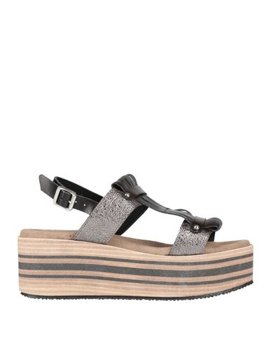 Woman Sandals Gunmetal Size 11 Leather