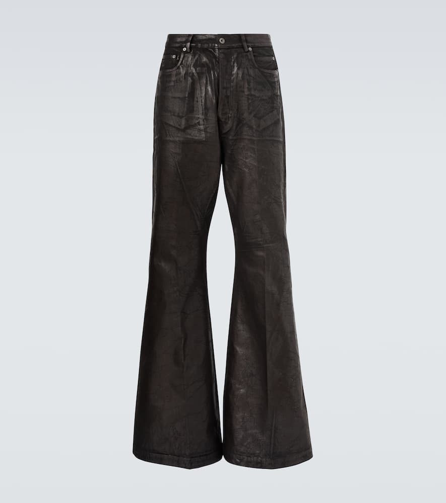 Coated wide-leg jeans