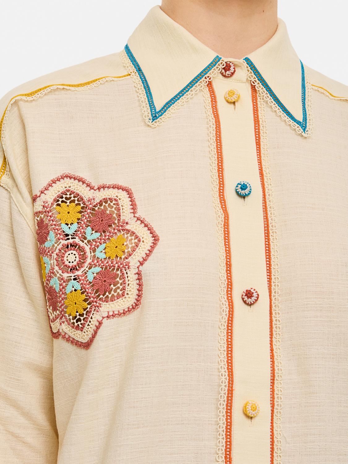 Ottie crochet-trim shirt - Neutrals