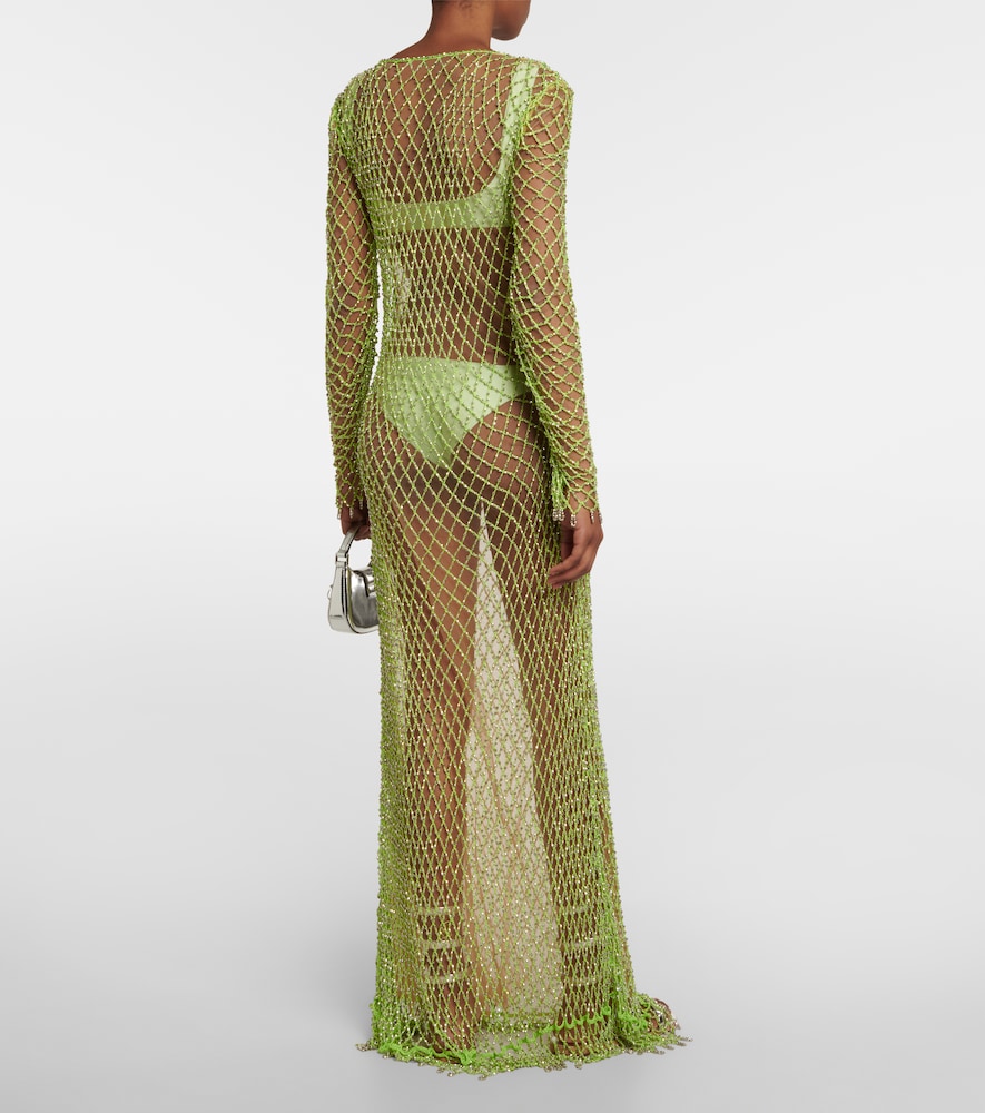 Self-Portrait Beaded fishnet maxi dress