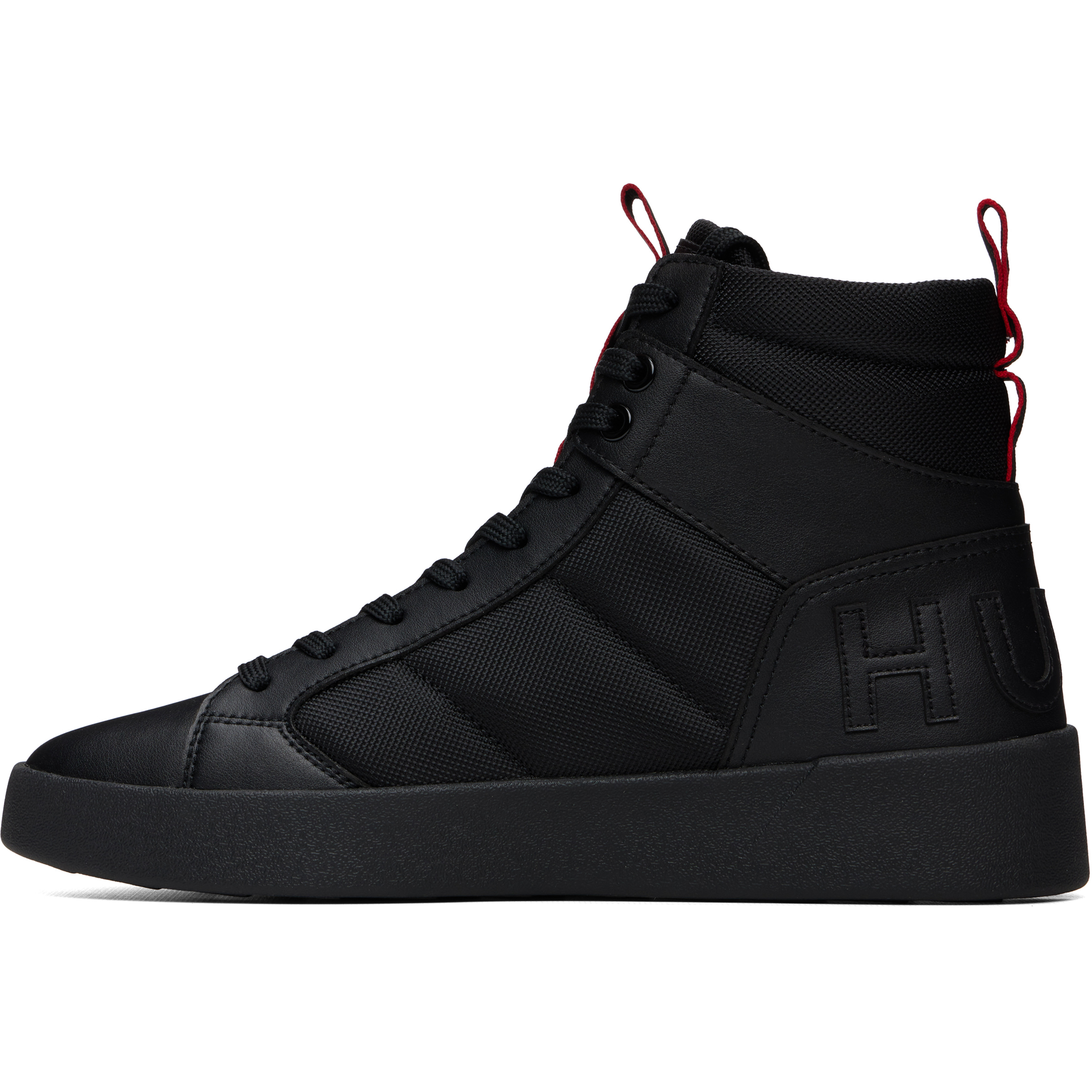 Black Canvas & Faux-Leather Sneakers