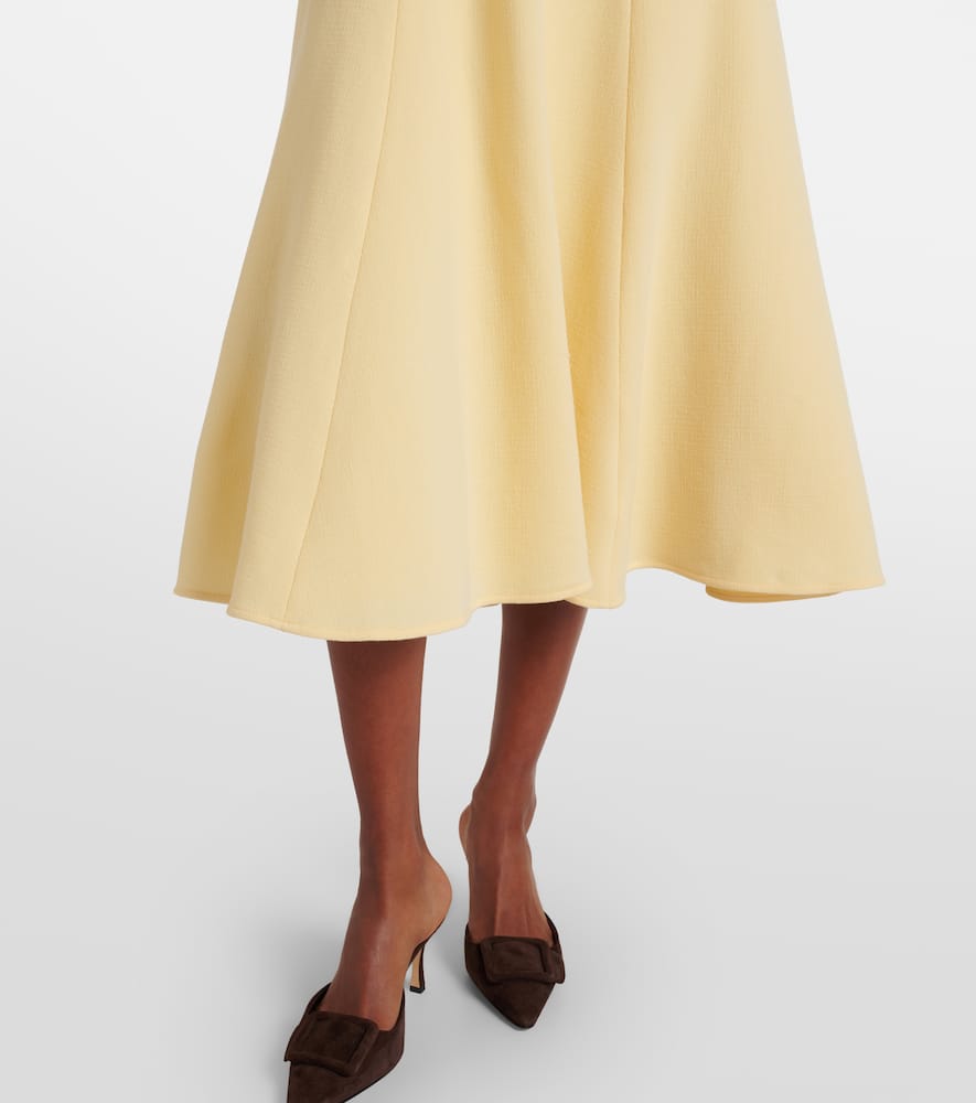 Peplum wool crêpe midi dress