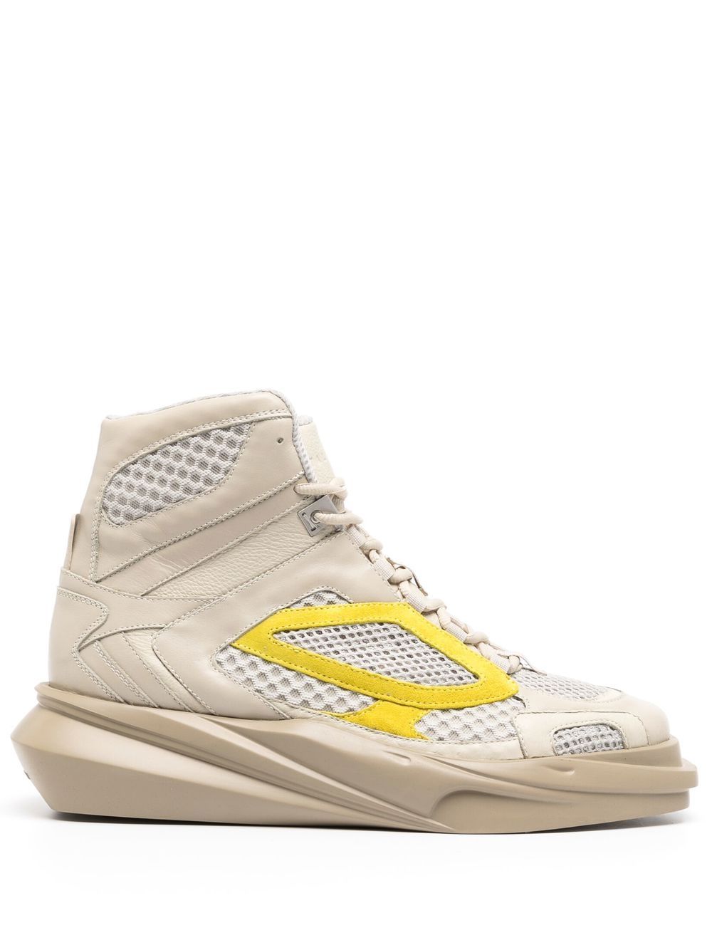 Panelled high-top sneakers - Brown