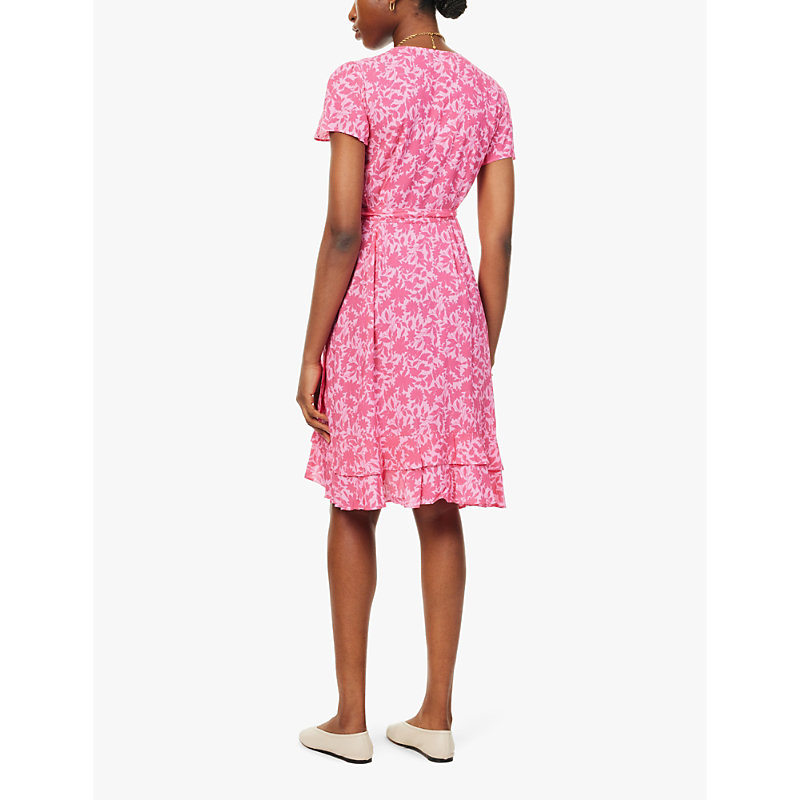 Womens Mono Pink/pink Chelsea Wrap-around Woven Mini Dress 