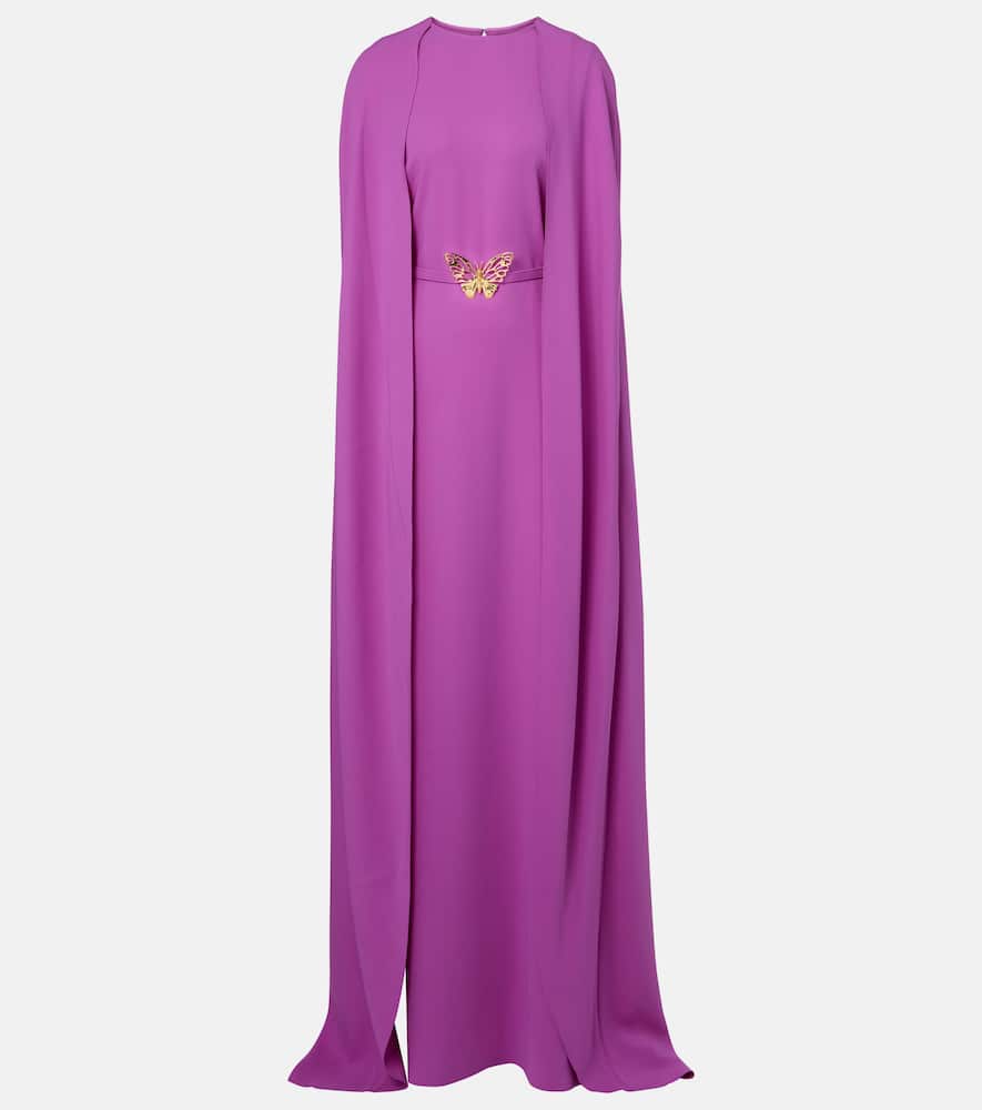 Caped silk-blend gown