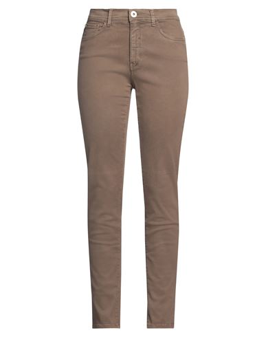 Woman Pants Khaki Size 28 Cotton, Elastane