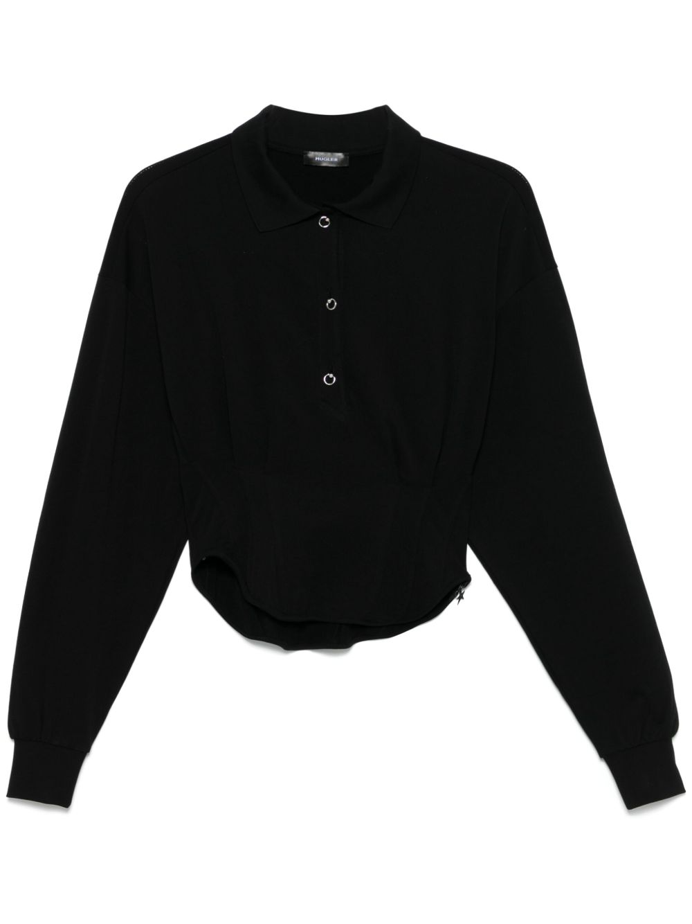 Corseted polo shirt - Black