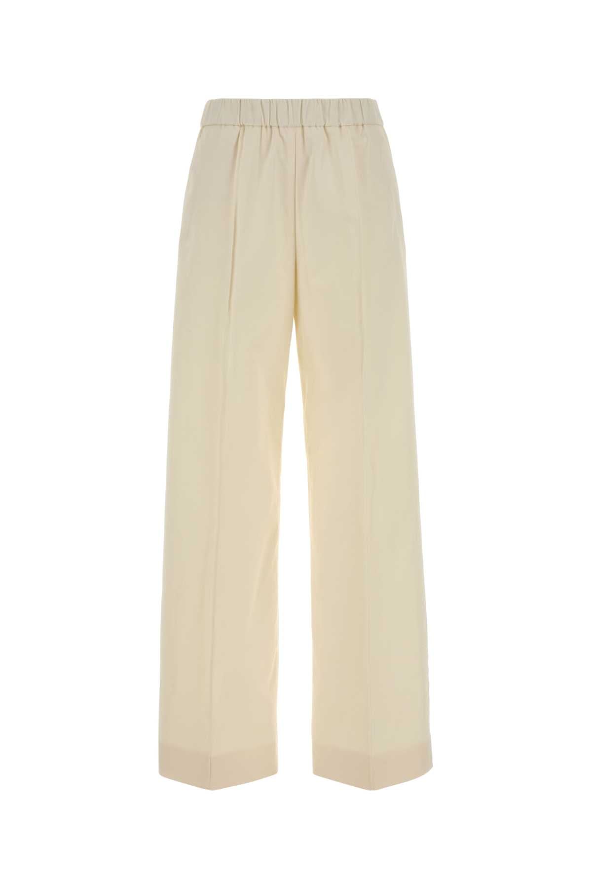 Wide-Leg Cotton Trousers — White