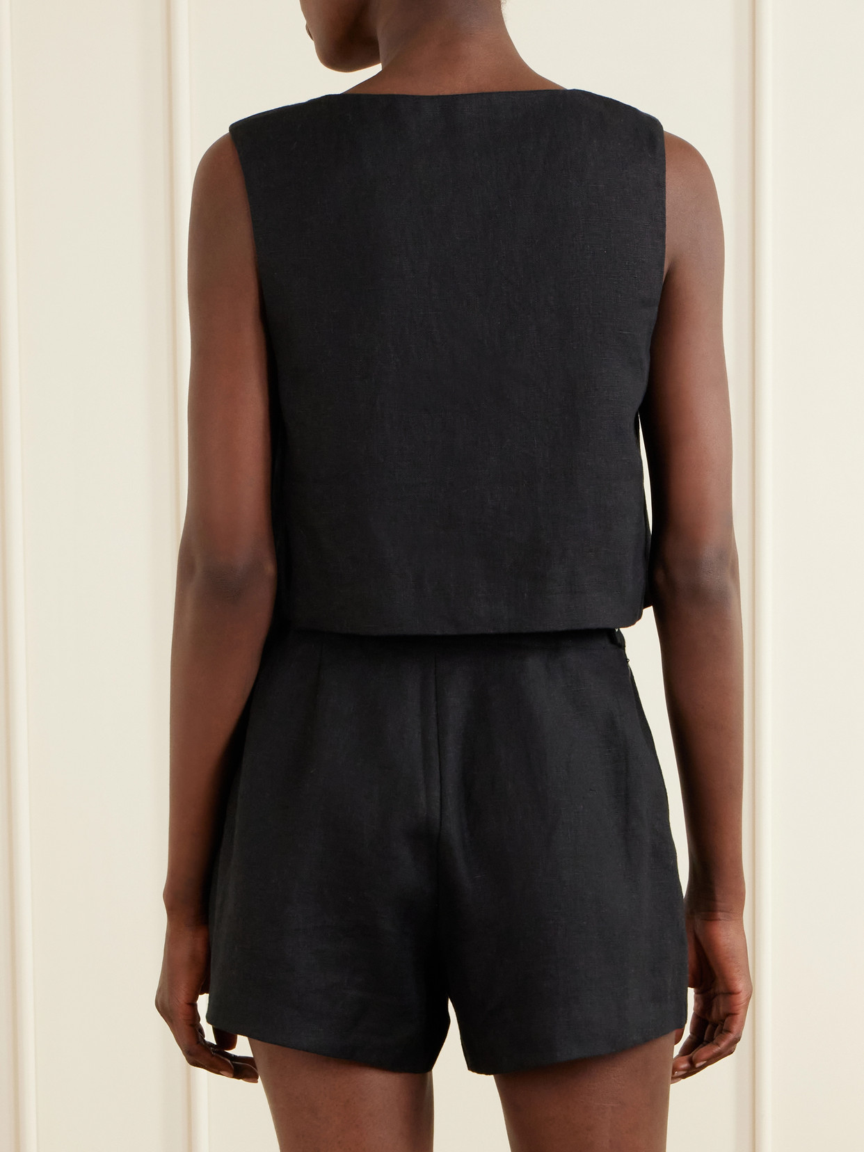 Rio Linen Tank Top - Black