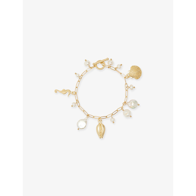 Womens Pearl Prism Metal Bracelet