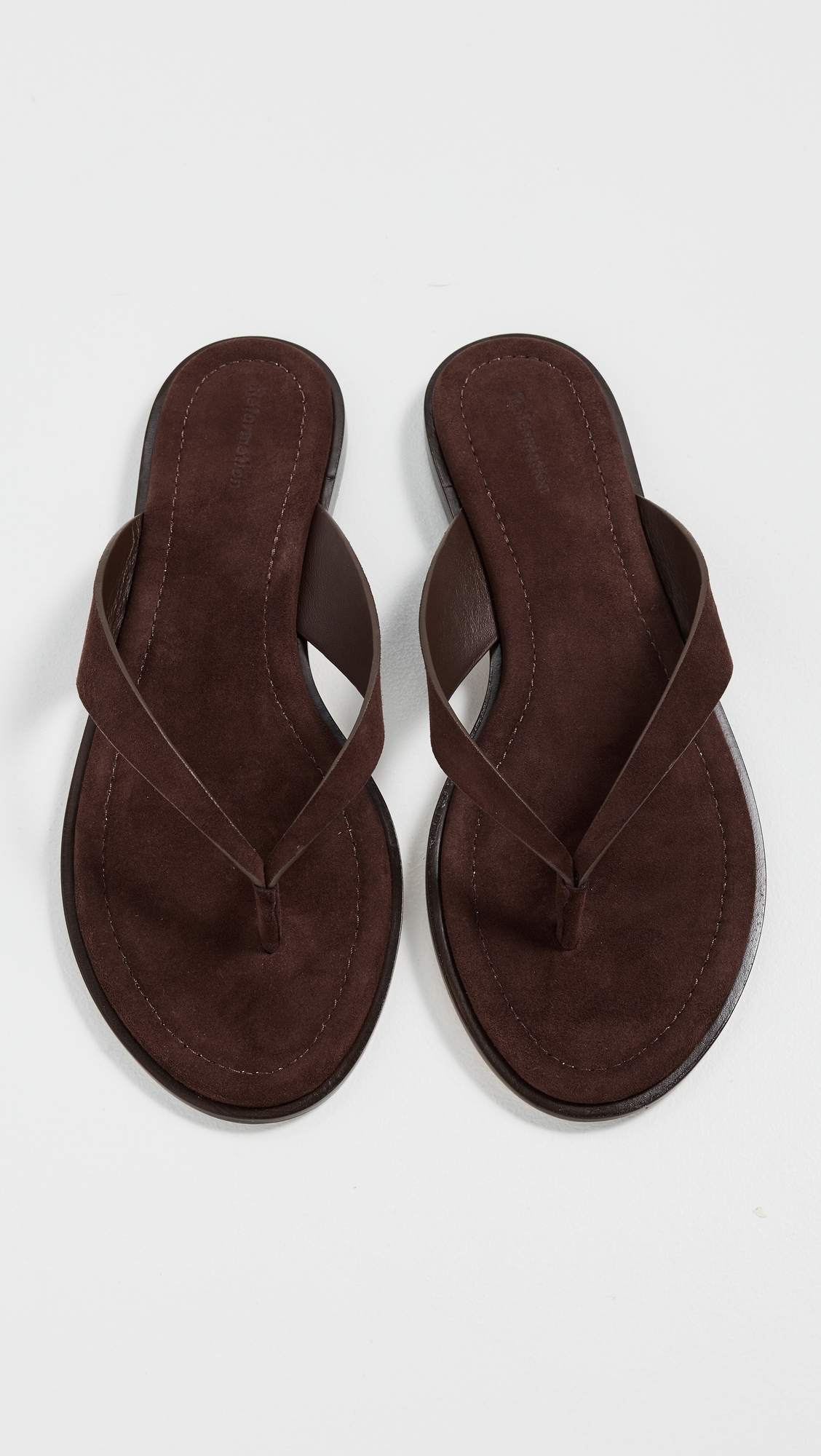 Reformation Jessie Thong Sandals Espresso Suede