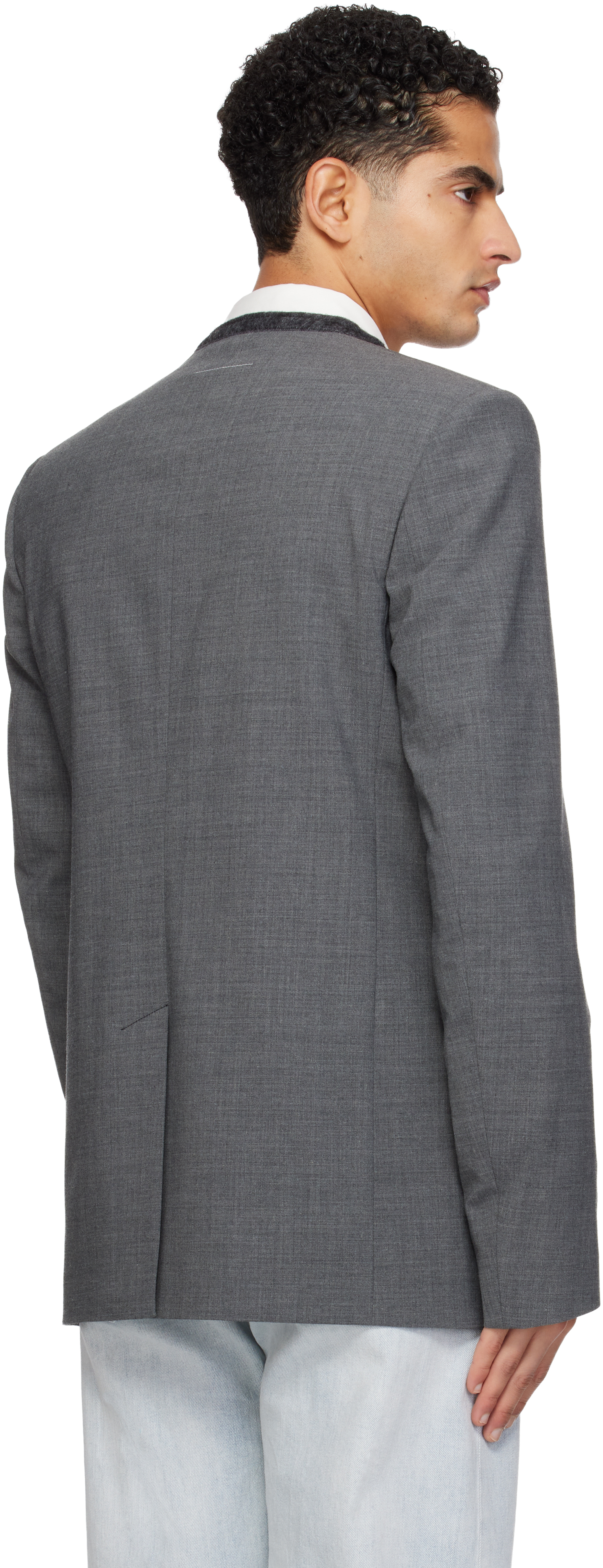 Gray Collarless Blazer