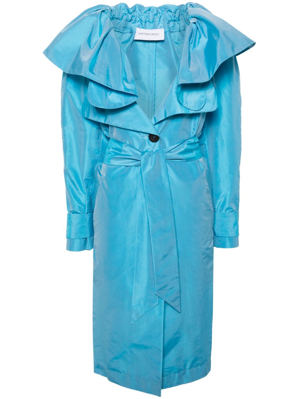 Belted taffeta trench coat - Blue