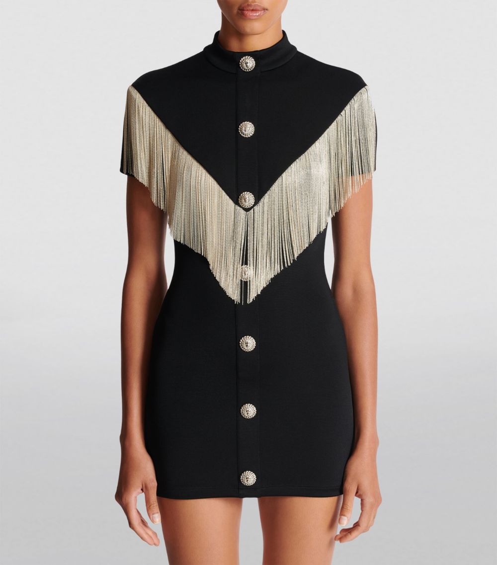 Fringe-Trim Mini Dress
