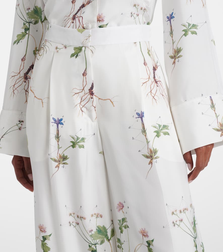 Floral printed silk wide-leg pants